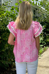 Chemisier rose à imprimé abstrait *-A WOMAN WE LOVE