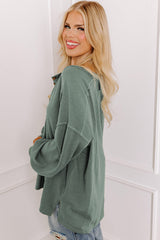 Alto Henley con hombros caídos y costuras de pastos marinos de gran tamaño