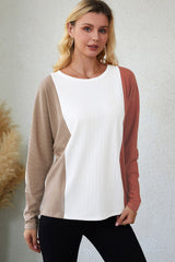 Apricot color block Dolman knit top