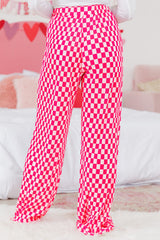 Ensemble pyjama chemise boutonnée à carreaux rose et pantalon taille haute-A WOMAN WE LOVE