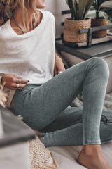 Legging côtelé gris foncé à délavage vintage