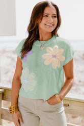 Short sleeve sweater in knitting *