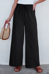 Pantalon ample décontracté à taille élastique noir