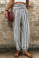 Black bohemian style striped pants