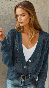 Cardigan with drooping shoulders in open knit *