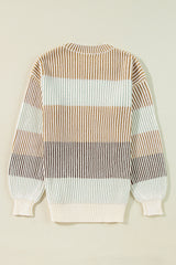 Brown Sleeve with sleeve in textured knitting color block *