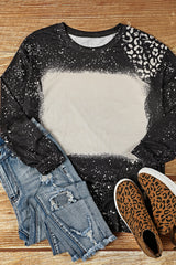 Black retro sweater with bleached leopard dots