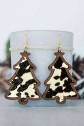Boucles d'oreilles pendantes en forme d'arbre de Noël à taches de vache noire-A WOMAN WE LOVE
