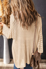 Khaki Hollow-Out Sleeve Knit Cardigan bracelet