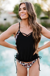 Leopard tank with stripe patchwork *