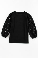 Round neck t-shirt 3/4 Black Pearl Decor