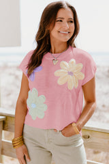 Haut pull rose à manches courtes *