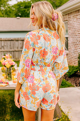 Orange Blooming - Enignuant tied on the front with floral print