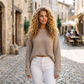 Pull gris ample à manches chauve-souris et ourlet asymétrique