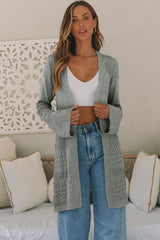 Cardigan gris ouvert sur le devant en maille pointelle-A WOMAN WE LOVE