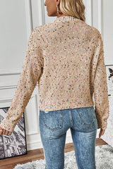 Cardigan pull à confettis multicolores décor strass abricot-A WOMAN WE LOVE