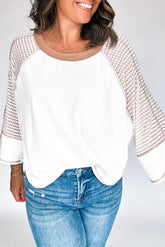High patchwork raglan with white stripes and bracelet sleeves