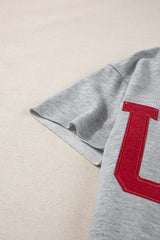 Light gray light t-shirt with lettering USA and notched collar