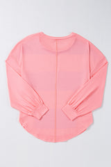 Haut ample à rayures color block bleu clair à épaules tombantes