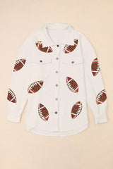 Beige glitter rugby football jacket texture bubble gum