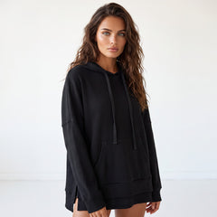 Sudadera con capucha de gran tamaño negro en Sparlined con Velloce