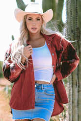 Surprised velvet jacket with raw edges and patchwork checkered