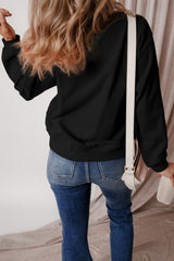 Black Terry Drop Shoulder Sweatshirt with Solid Fleece Lining