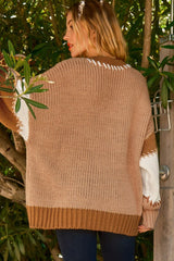 Light French beige oversized sweater with contrasting points