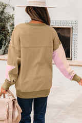 Sweat-shirt patchwork étoile contrasté vert sauge