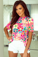 Huffing púrpura de alta manera con estampado floral bohemio