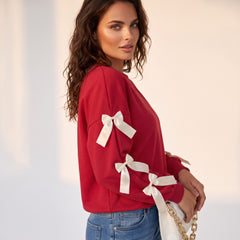 Fluge-red round-neck swallow-sleeves *