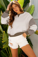 Sweat-shirt d'épaule à épaule Drop Brop Sweat à rayures en parchemin à rayures en parchemin
