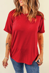 Camiseta roja de color rojo sin redondo