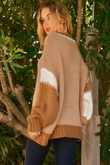 Light French beige oversized sweater with contrasting points
