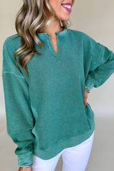 Sweatshirt with drooping shoulder and plain colored colored collar