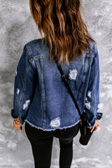 Blue denim jacket aged with reverse *
