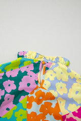 Chemisier plissé multicolore à manches flottantes et imprimé abstrait-A WOMAN WE LOVE