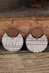 Boucles d'oreilles pendantes en bois à imprimé géométrique multicolore-A WOMAN WE LOVE