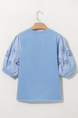 Chemisier Femme Brodé à Manches Bouffantes *