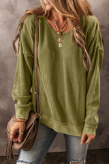 Sweat-shirt à manches tombantes et coutures texturées vert jungle