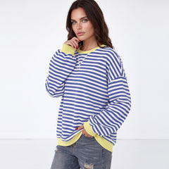 Over-dimensioned blue striped sweatshirts *