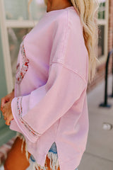 Haut décontracté à manches larges et à épaules tombantes *