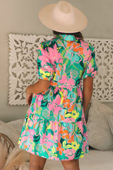 Babydoll dress buttoned in floral collar *