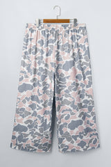 Pantalon camouflage grande taille à poches plaquées, longueur cheville