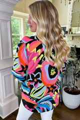 Blouse noire à imprimé col en V-A WOMAN WE LOVE