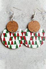 Boucles d'oreilles en bois à motif de damier de Noël vert foncé-A WOMAN WE LOVE