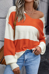 Ample orange stripe sweater and color blocks *