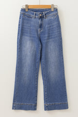 Jean court taille haute bleu délavé *