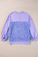 Sudadera Henley Lilas Henley con Paillettes y High and Bas