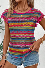 High with textured handles and pompoms *